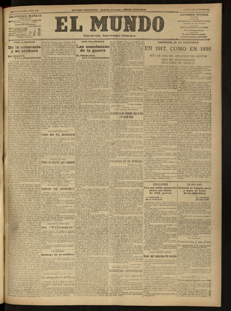 Miniatura de El Mundo del 3 de junio de 1918 (edición de provincias)