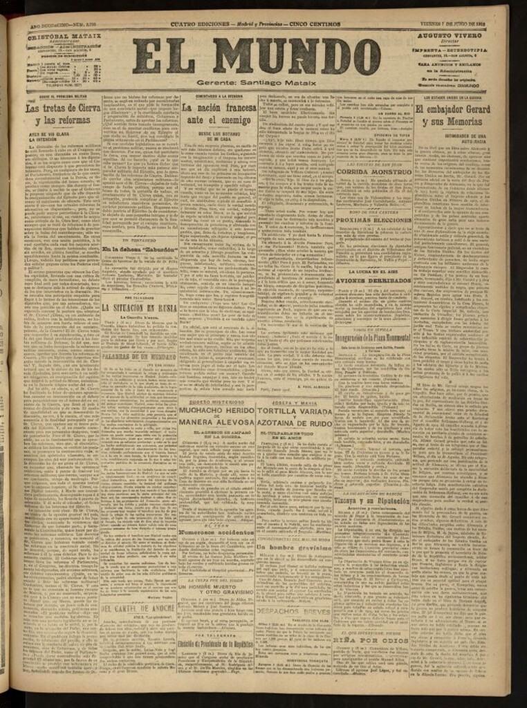 Miniatura de El Mundo del 7 de junio de 1918 (edición de provincias)