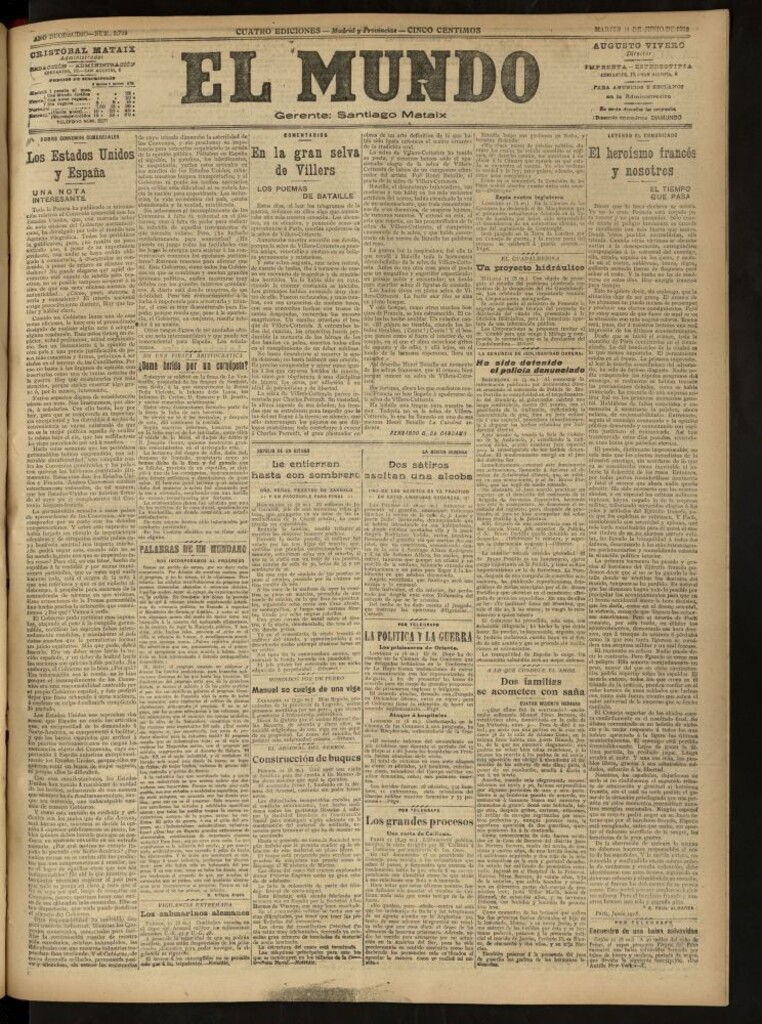 Miniatura de El Mundo del 11 de junio de 1918 (edición de provincias)