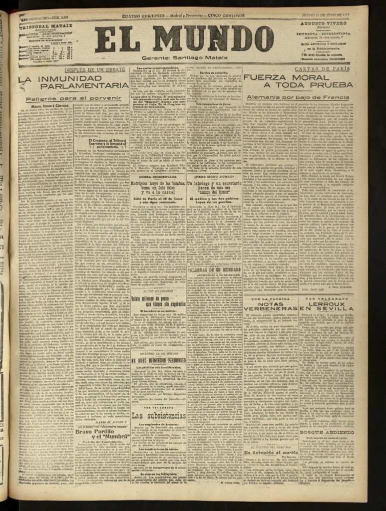 Miniatura de El Mundo del 13 de junio de 1918 (edición de provincias)