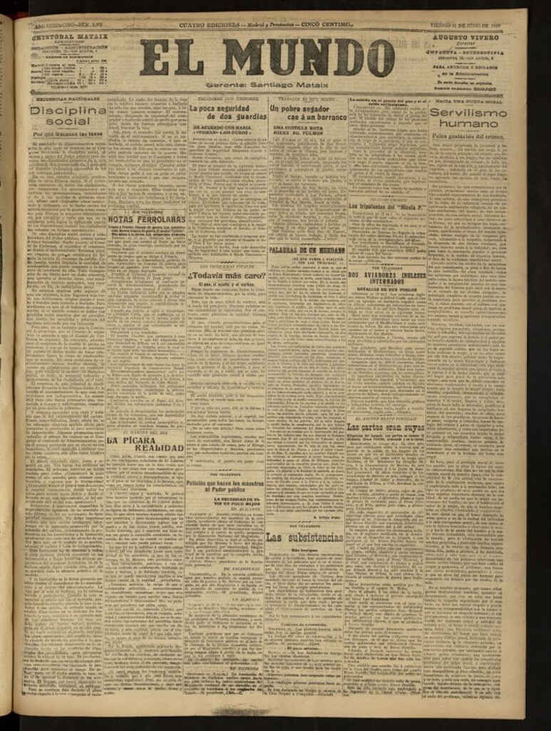 Miniatura de El Mundo del 21 de junio de 1918 (edición de provincias)