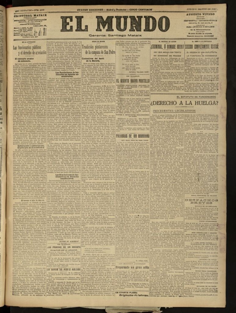 Miniatura de El Mundo del 27 de junio de 1918 (edición de provincias)