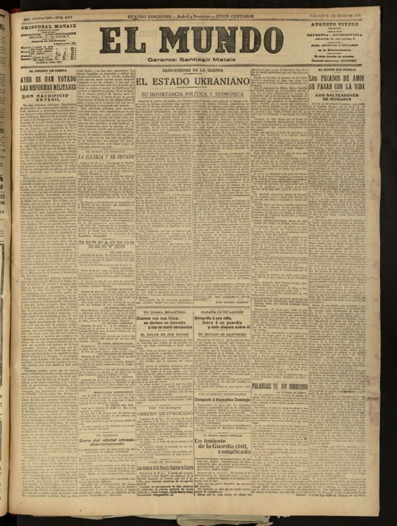 Miniatura de El Mundo del 28 de junio de 1918 (edición de provincias)