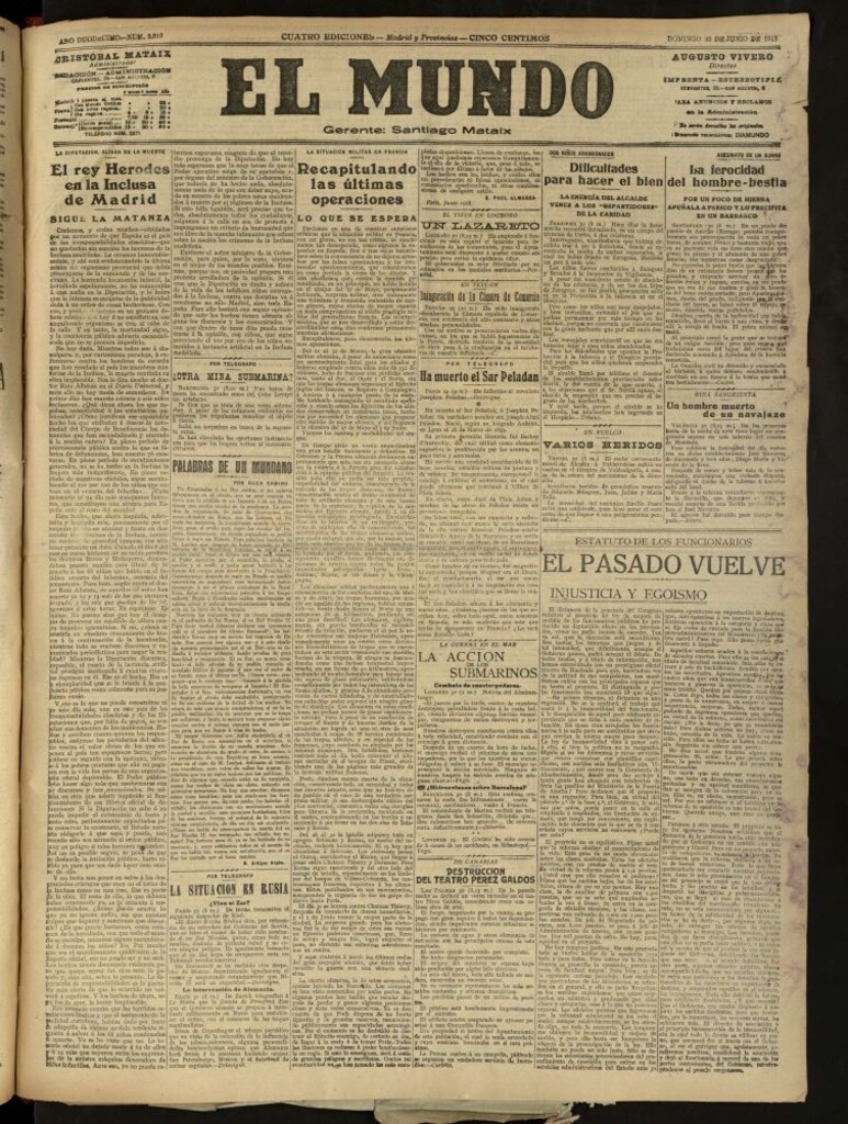Miniatura de El Mundo del 30 de junio de 1918 (edición de provincias)