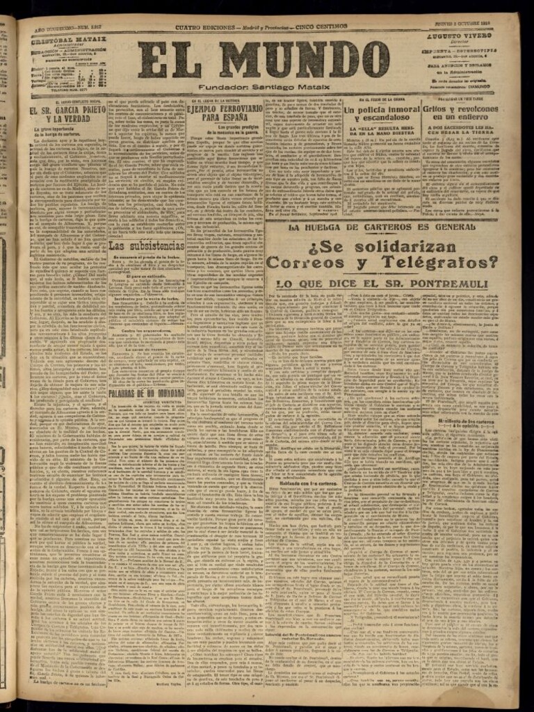 Miniatura de El Mundo del 3 de octubre de 1918 (edición de provincias)