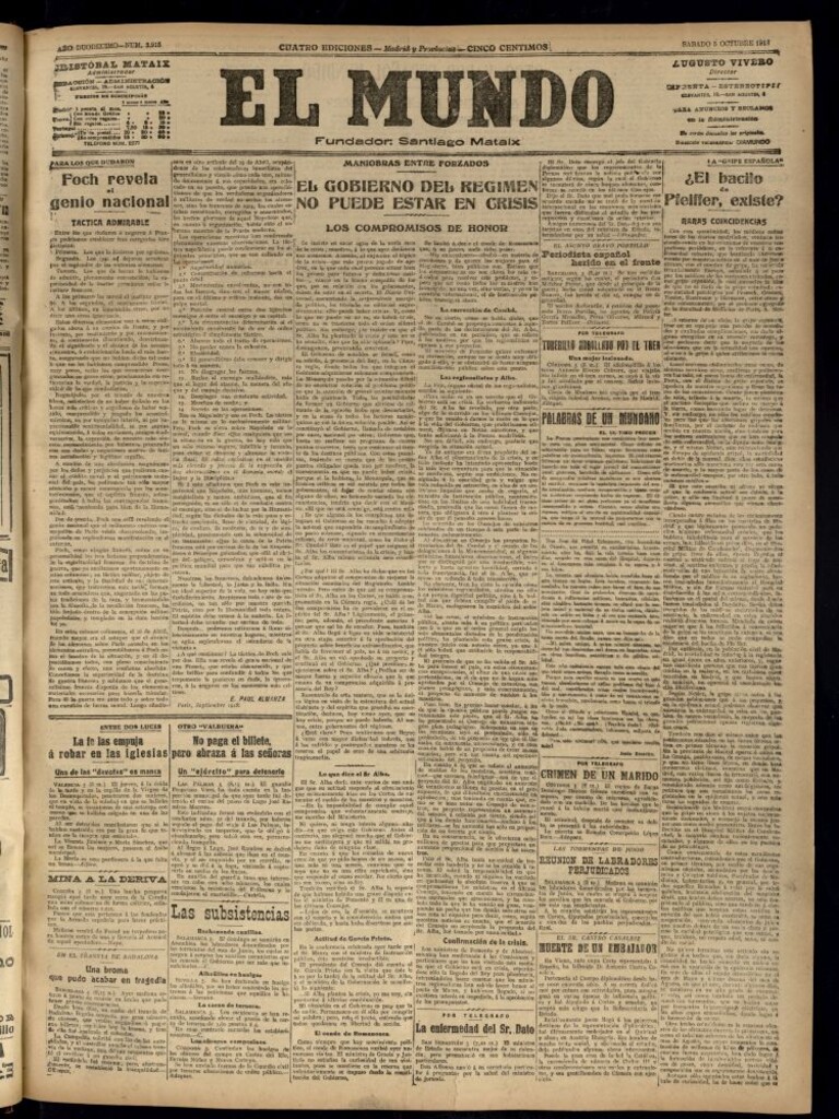 Miniatura de El Mundo del 5 de octubre de 1918 (edición de provincias)