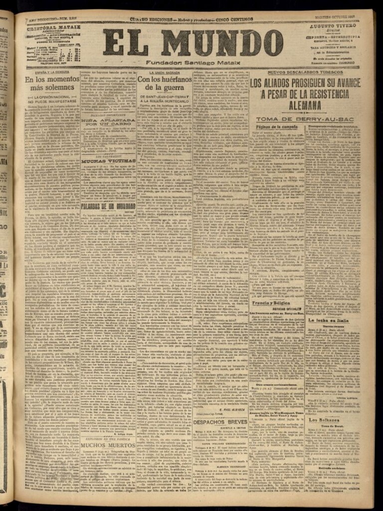 Miniatura de El Mundo del 8 de octubre de 1918 (edición de provincias)