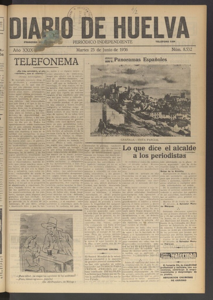 Miniatura de Diario de Huelva : periódico independiente del 23 de junio de 1936