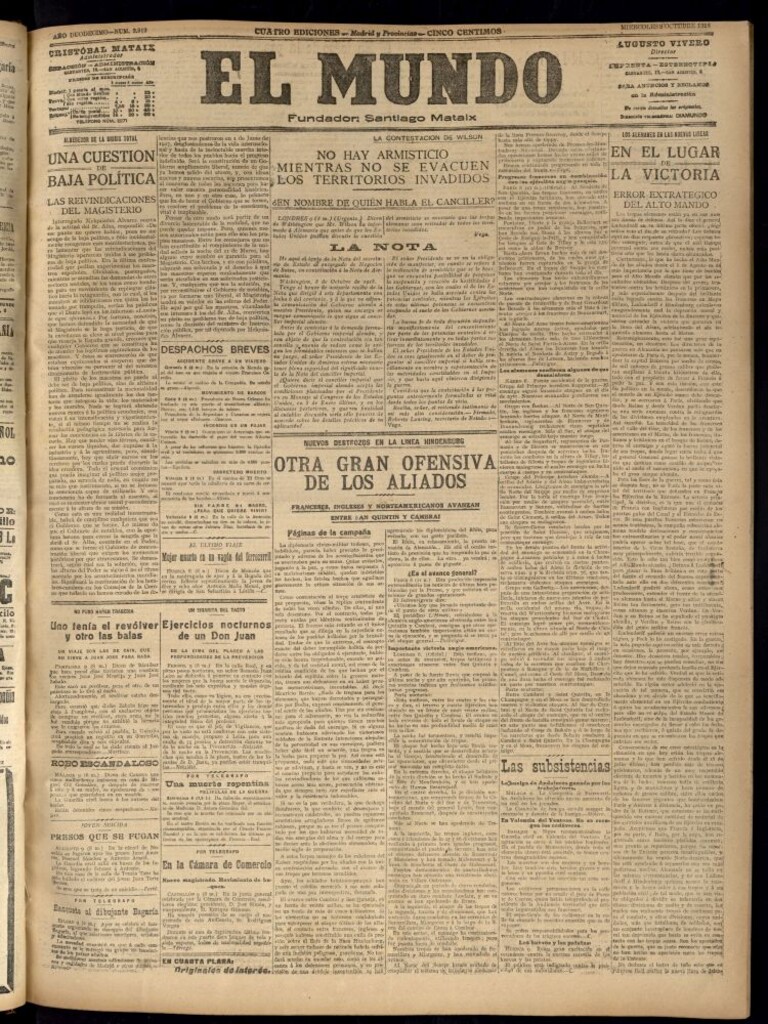 Miniatura de El Mundo del 9 de octubre de 1918 (edición de provincias)