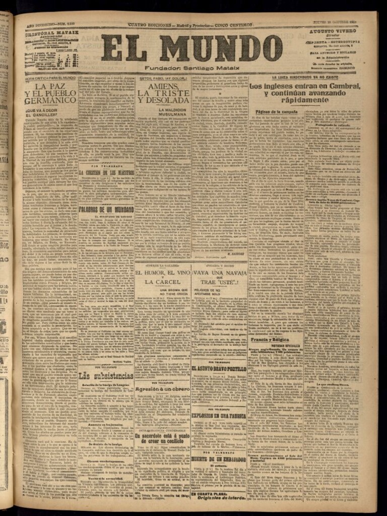 Miniatura de El Mundo del 10 de octubre de 1918 (edición de provincias)