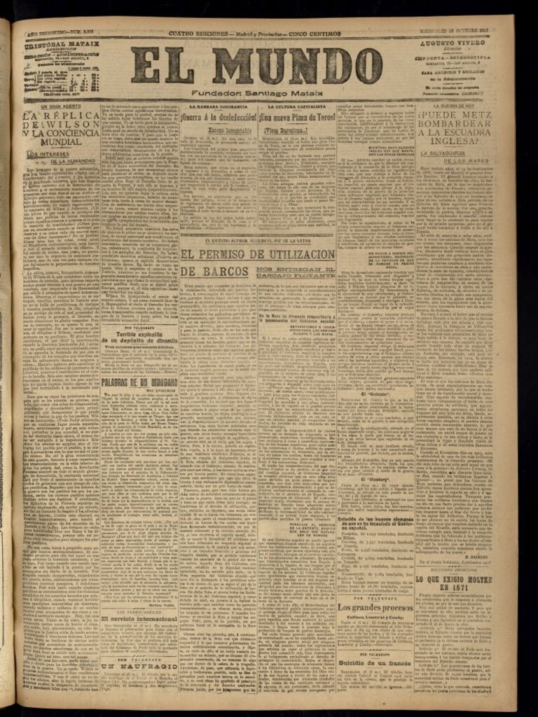 Miniatura de El Mundo del 16 de octubre de 1918 (edición de provincias)