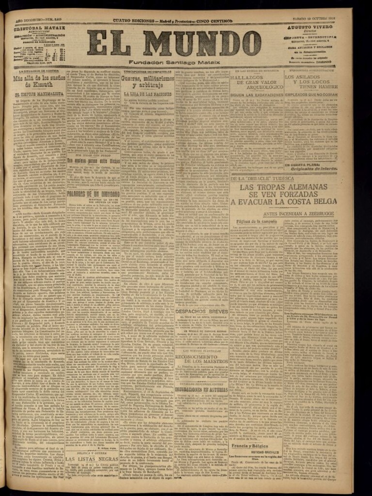 Miniatura de El Mundo del 19 de octubre de 1918 (edición de provincias)