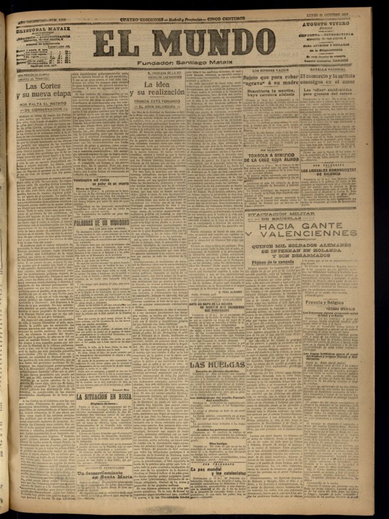 Miniatura de El Mundo del 21 de octubre de 1918 (edición de provincias)