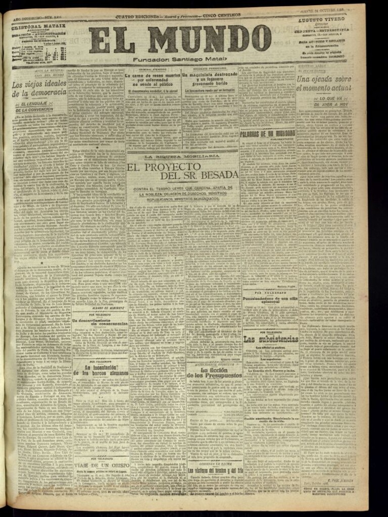 Miniatura de El Mundo del 24 de octubre de 1918 (edición de provincias)