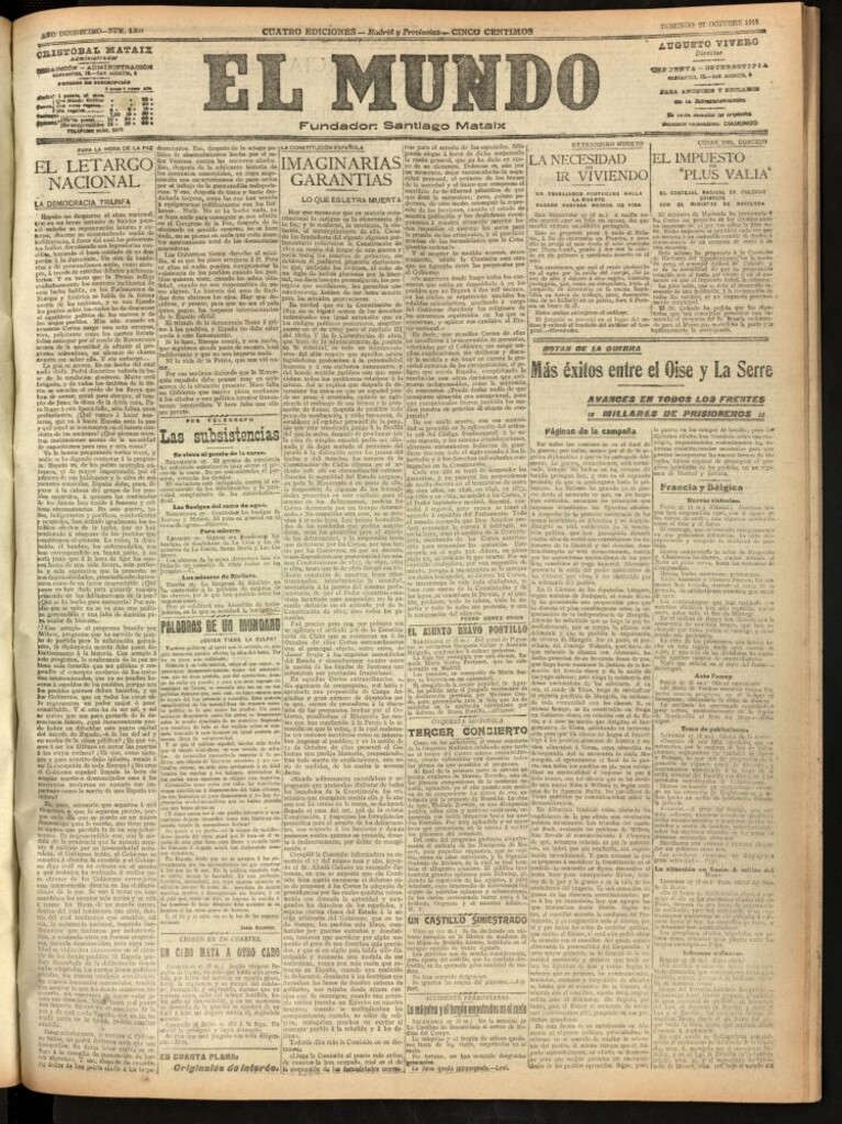 Miniatura de El Mundo del 27 de octubre de 1918 (edición de provincias)