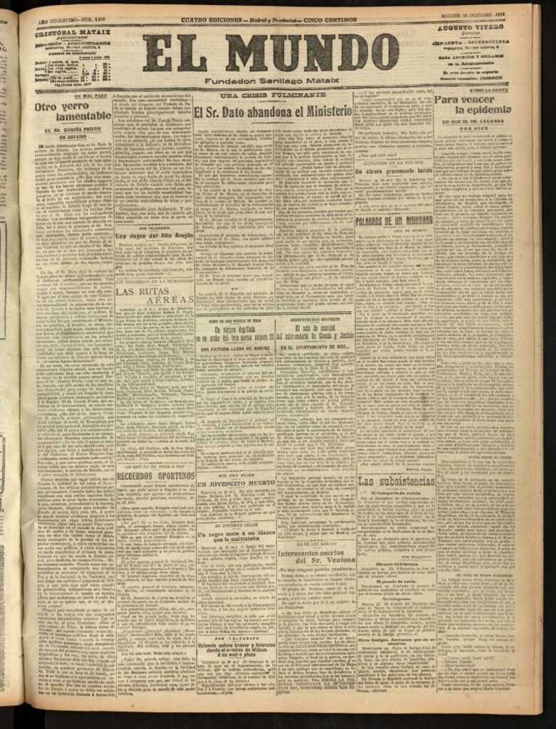 Miniatura de El Mundo del 29 de octubre de 1918 (edición de provincias)