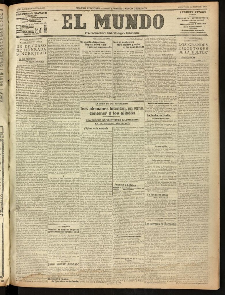 Miniatura de El Mundo del 30 de octubre de 1918 (edición de provincias)