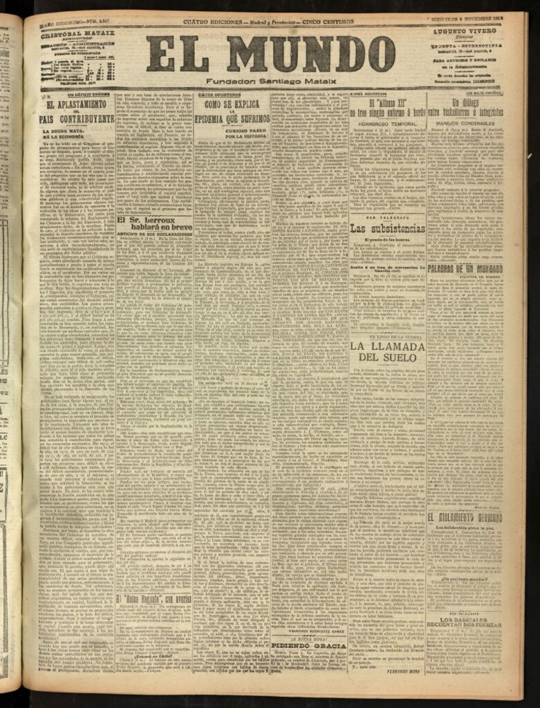 Miniatura de El Mundo del 6 de noviembre de 1918 (edición de provincias)