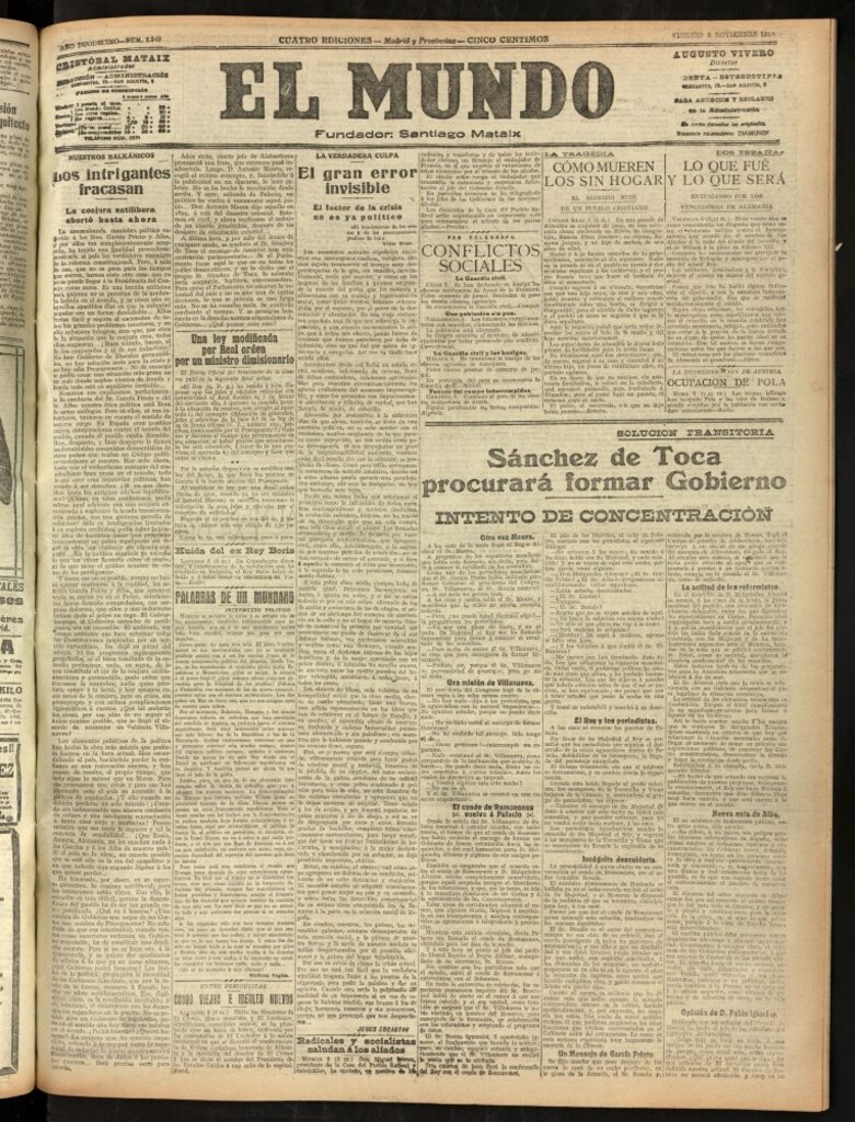 Miniatura de El Mundo del 8 de noviembre de 1918 (edición de provincias)