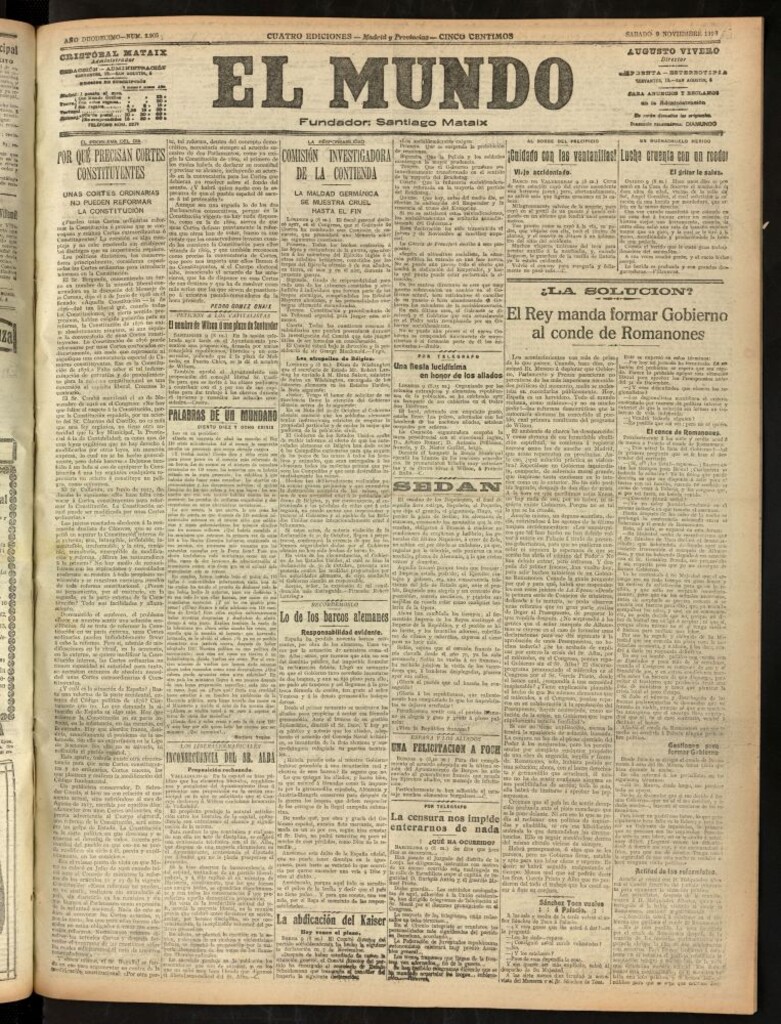 Miniatura de El Mundo del 9 de noviembre de 1918 (edición de provincias)