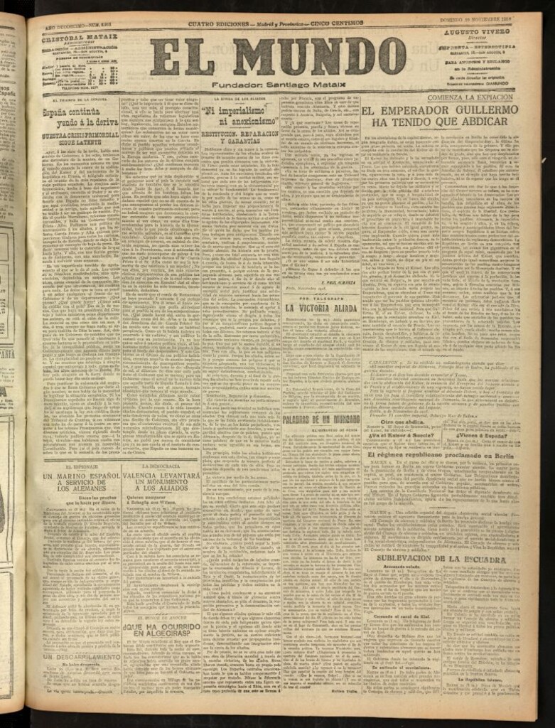 Miniatura de El Mundo del 10 de noviembre de 1918 (edición de provincias)