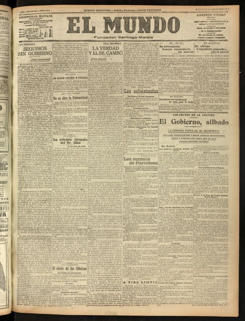 Miniatura de El Mundo del 13 de noviembre de 1918 (edición de provincias)