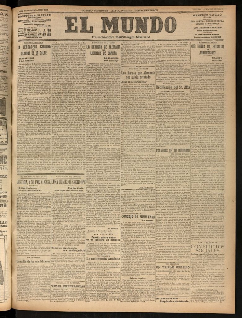 Miniatura de El Mundo del 15 de noviembre de 1918 (edición de provincias)