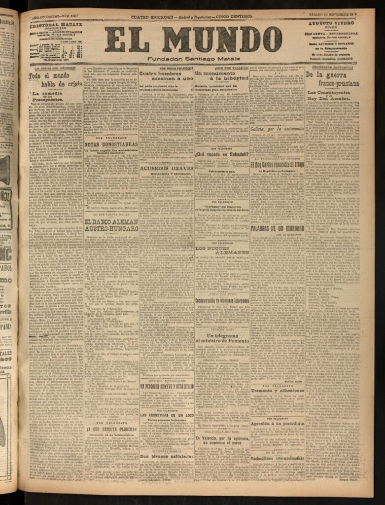 Miniatura de El Mundo del 16 de noviembre de 1918 (edición de provincias)