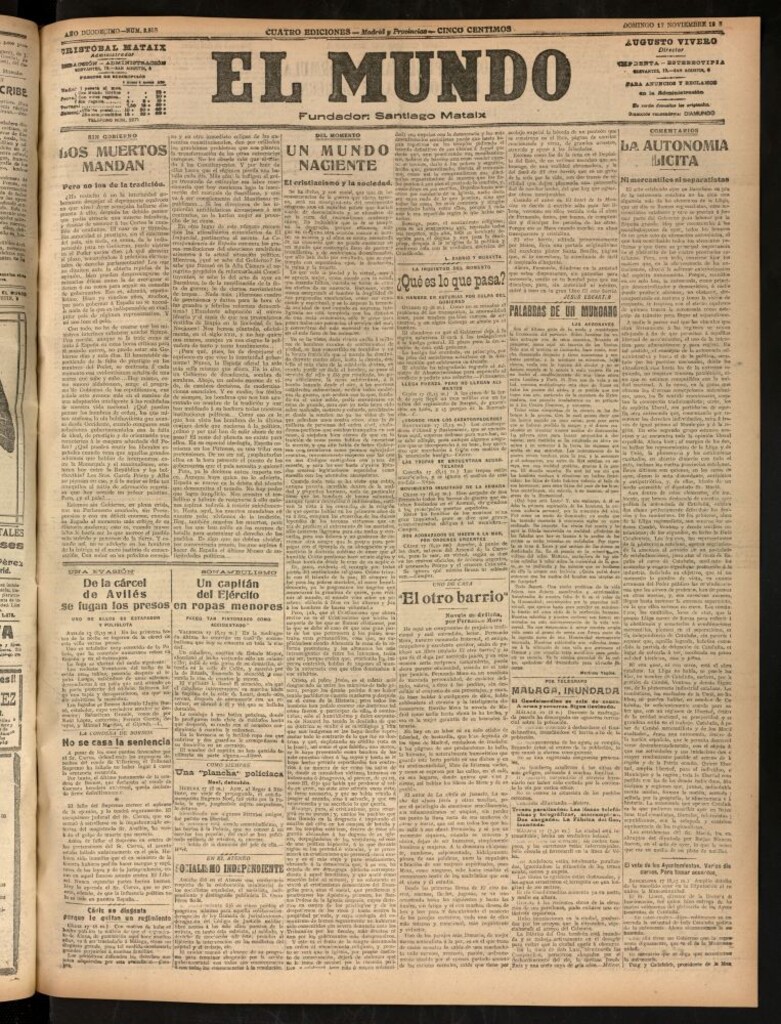 Miniatura de El Mundo del 17 de noviembre de 1918 (edición de provincias)
