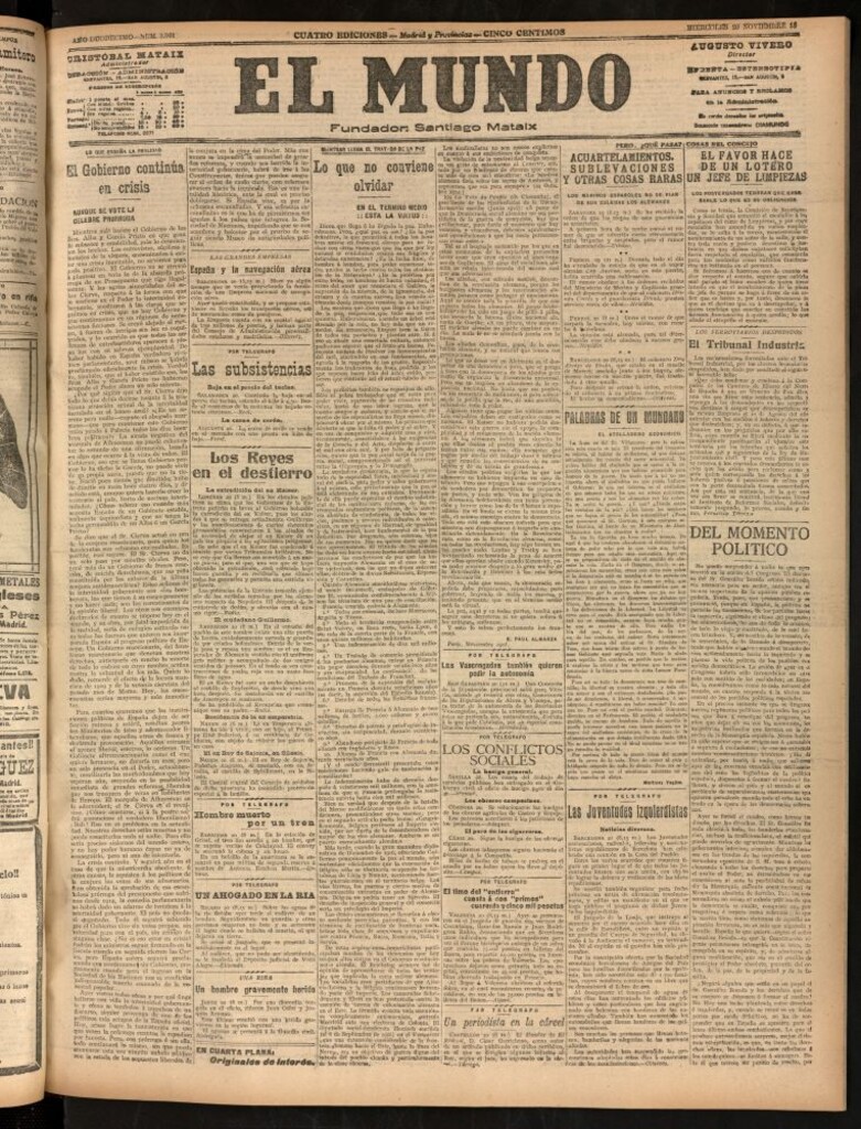Miniatura de El Mundo del 20 de noviembre de 1918 (edición de provincias)