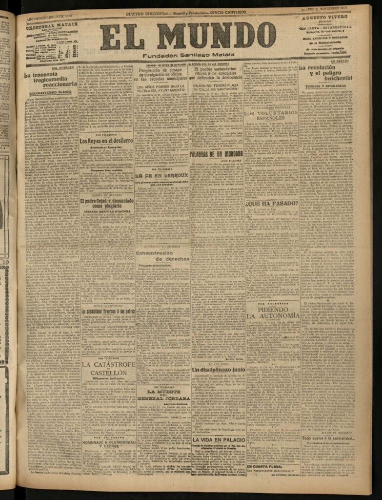 Miniatura de El Mundo del 21 de noviembre de 1918 (edición de provincias)