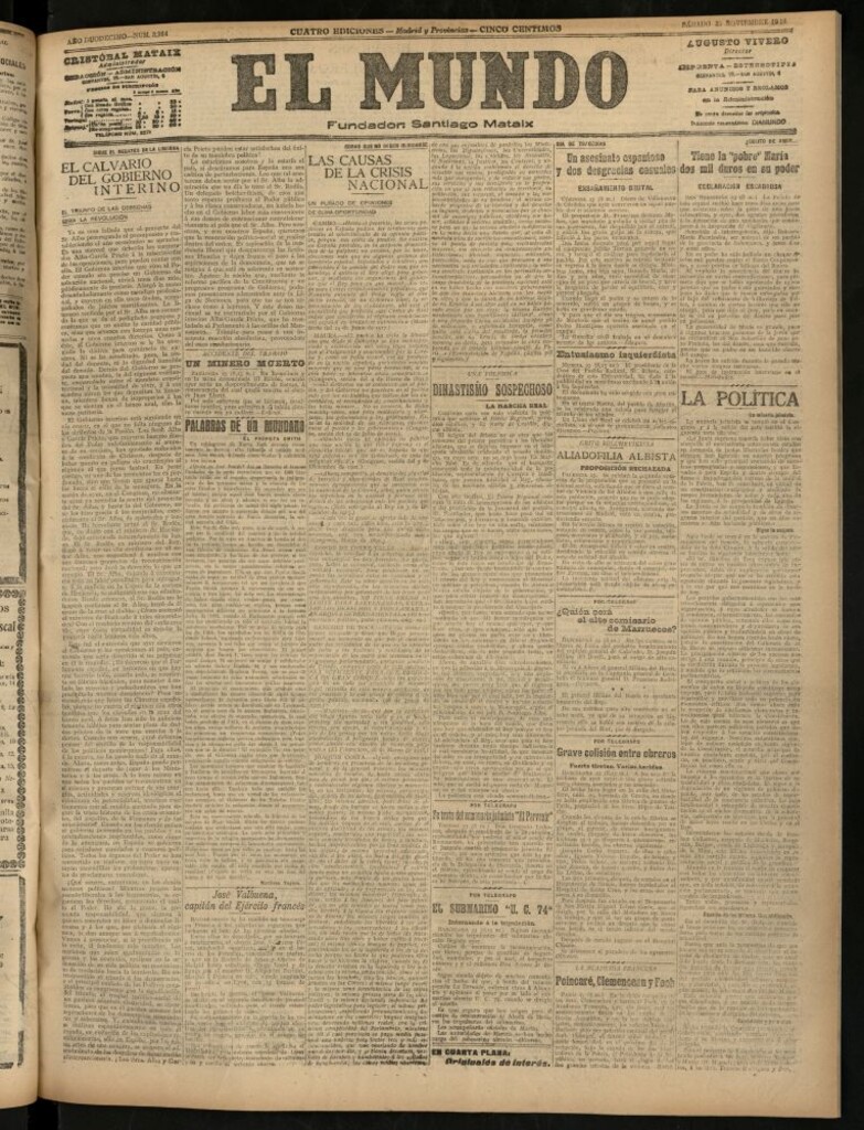 Miniatura de El Mundo del 23 de noviembre de 1918 (edición de provincias)