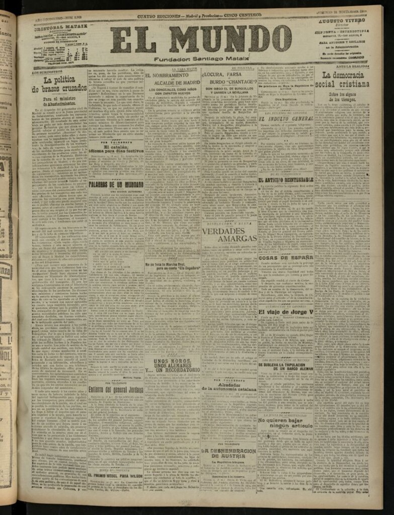 Miniatura de El Mundo del 24 de noviembre de 1918 (edición de provincias)