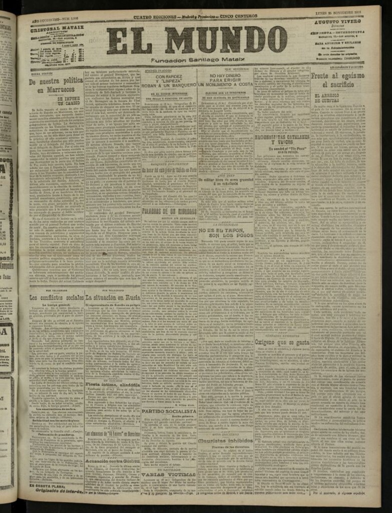 Miniatura de El Mundo del 25 de noviembre de 1918 (edición de provincias)