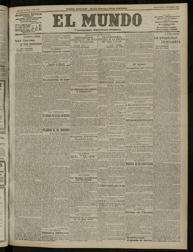 Miniatura de El Mundo del 27 de noviembre de 1918 (edición de provincias)