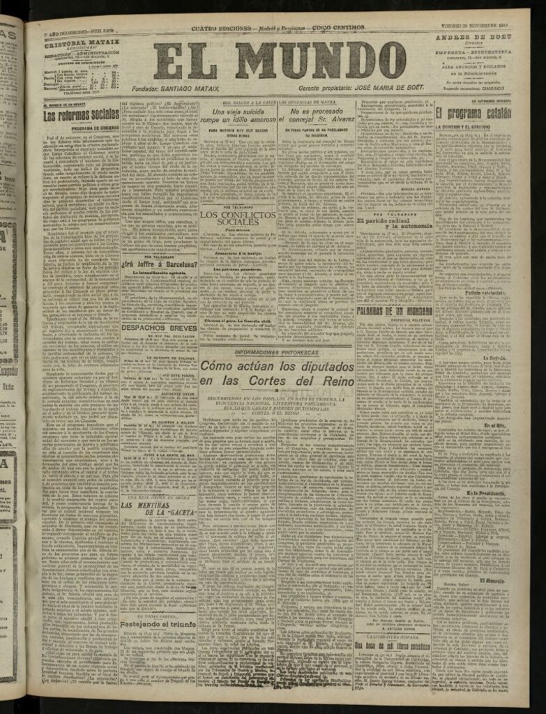 Miniatura de El Mundo del 29 de noviembre de 1918 (edición de provincias)