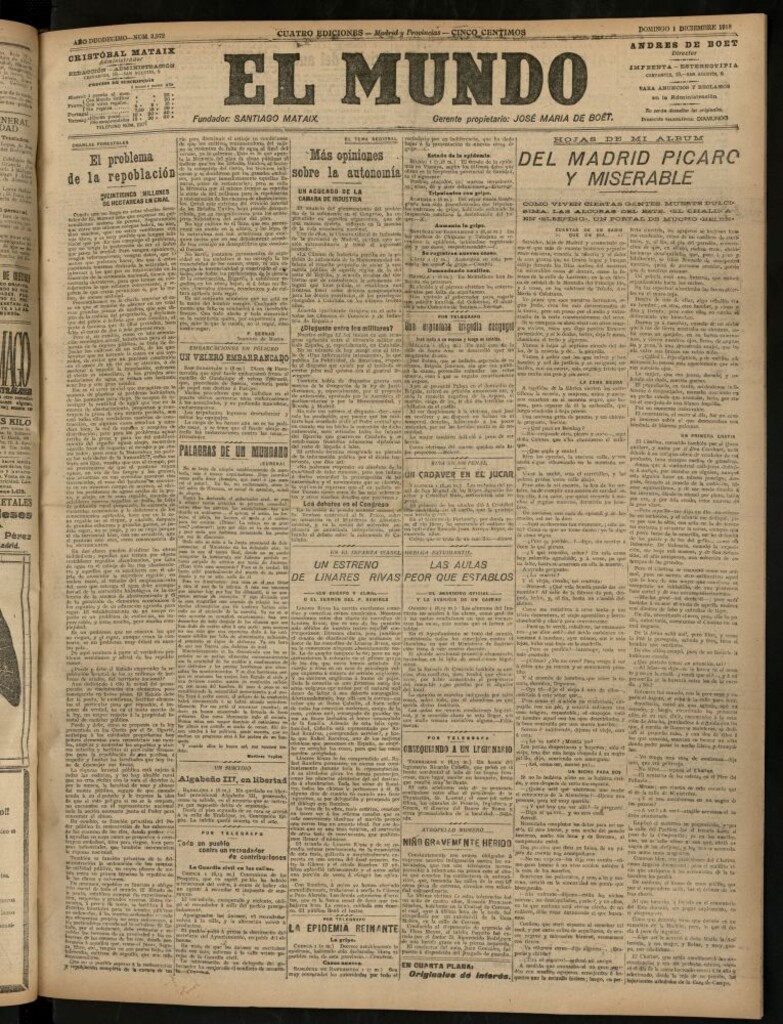 Miniatura de El Mundo del 1 de diciembre de 1918 (edición de provincias)