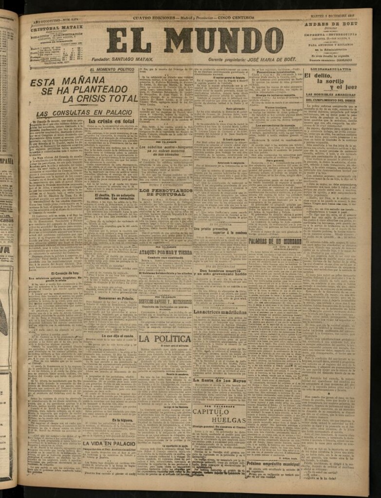 Miniatura de El Mundo del 3 de diciembre de 1918 (edición de provincias)