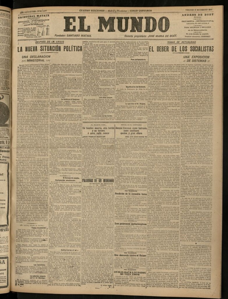 Miniatura de El Mundo del 6 de diciembre de 1918 (edición de provincias)