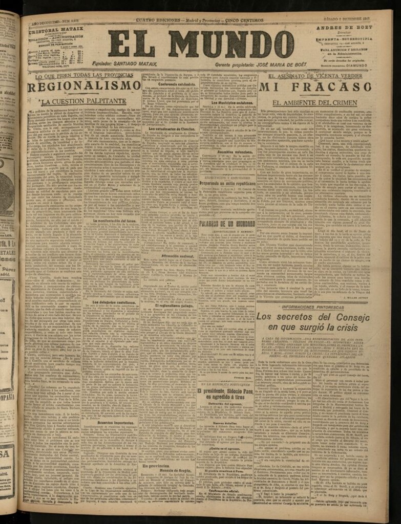 Miniatura de El Mundo del 7 de diciembre de 1918 (edición de provincias)