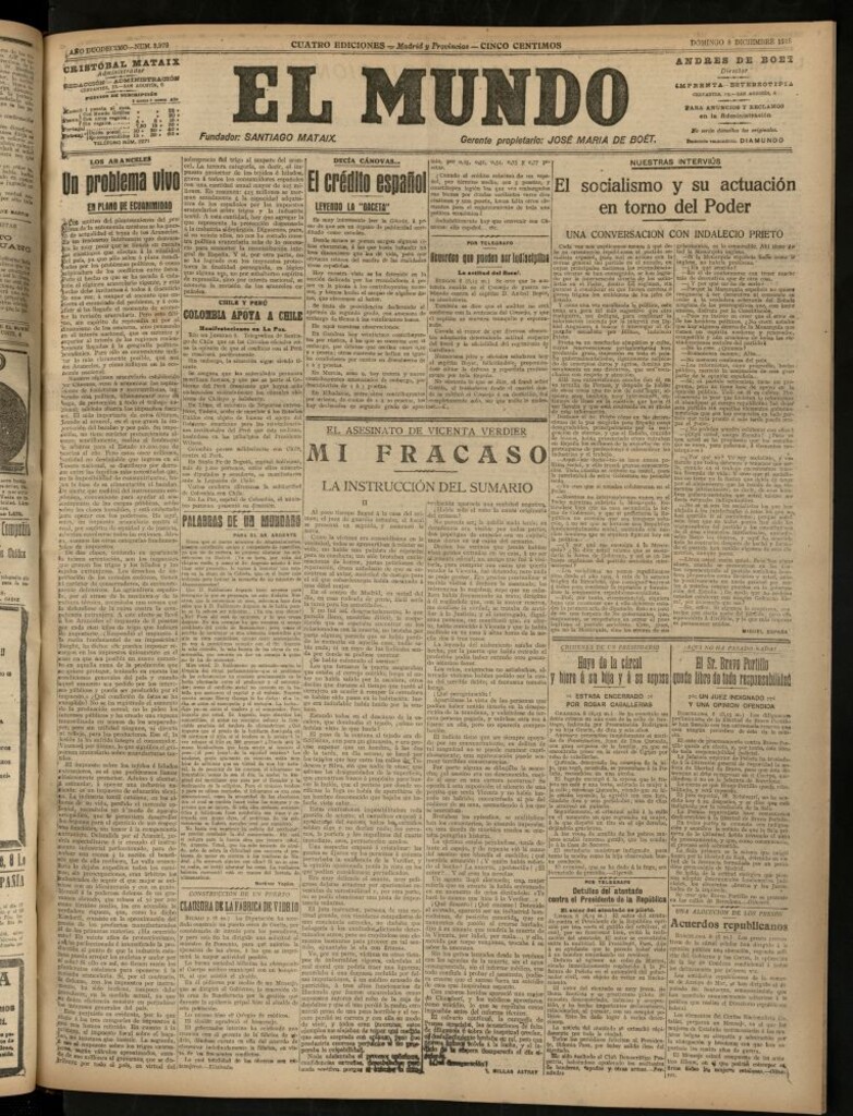 Miniatura de El Mundo del 8 de diciembre de 1918 (edición de provincias)