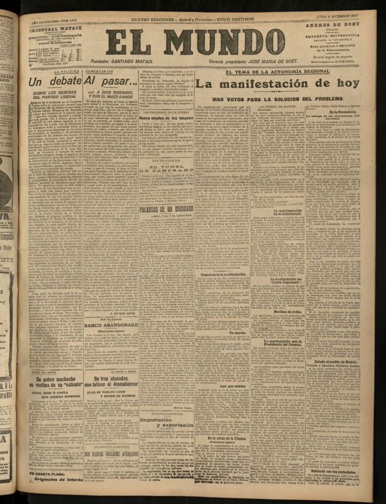 Miniatura de El Mundo del 9 de diciembre de 1918 (edición de provincias)