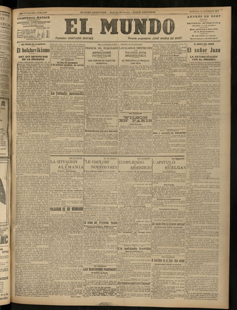 Miniatura de El Mundo del 15 de diciembre de 1918 (edición de provincias)