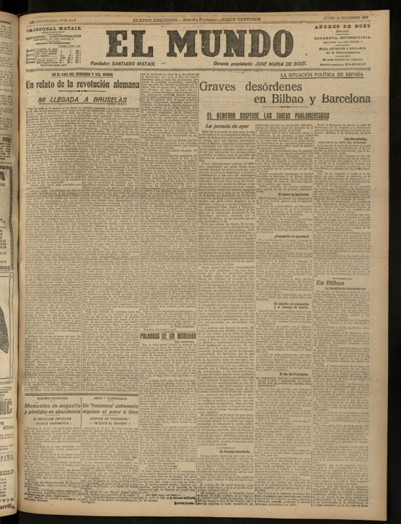 Miniatura de El Mundo del 16 de diciembre de 1918 (edición de provincias)
