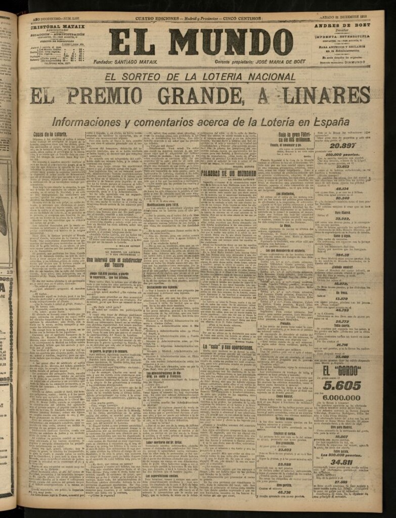 Miniatura de El Mundo del 21 de diciembre de 1918 (edición de provincias)