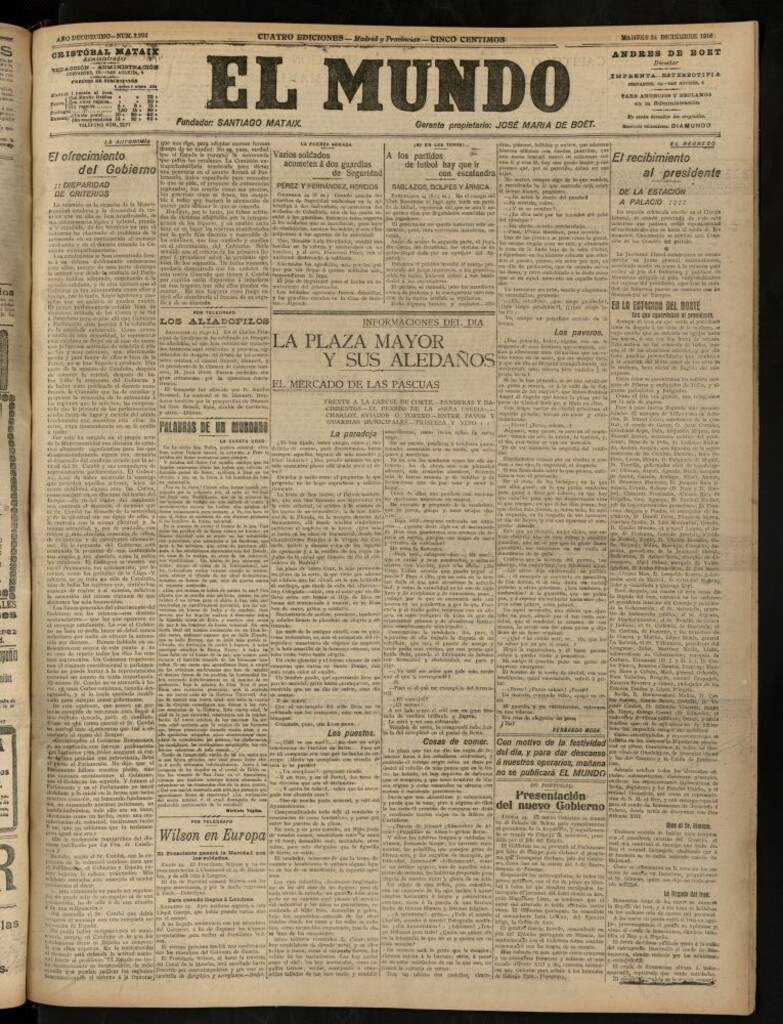 Miniatura de El Mundo del 24 de diciembre de 1918 (edición de provincias)