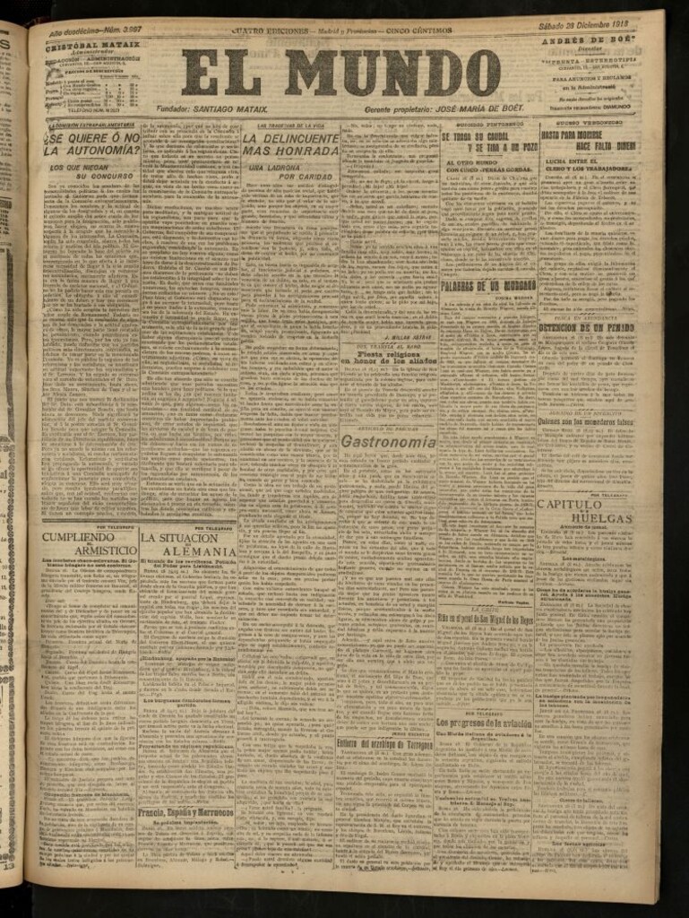 Miniatura de El Mundo del 28 de diciembre de 1918 (edición de provincias)