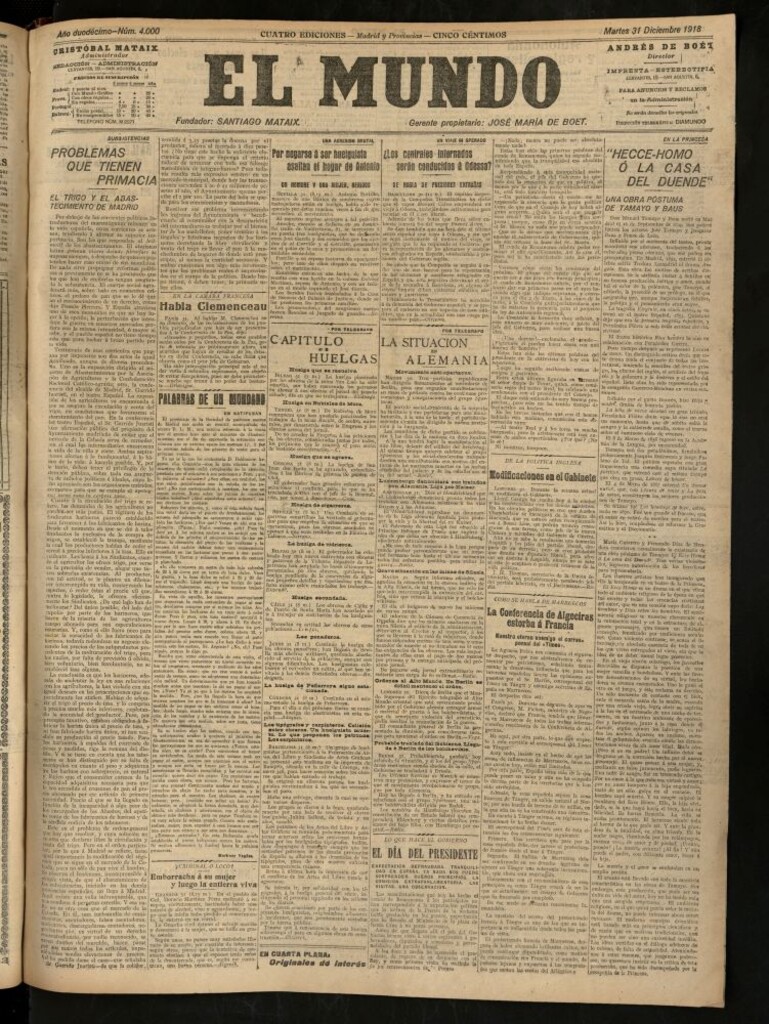 Miniatura de El Mundo del 31 de diciembre de 1918 (edición de provincias)