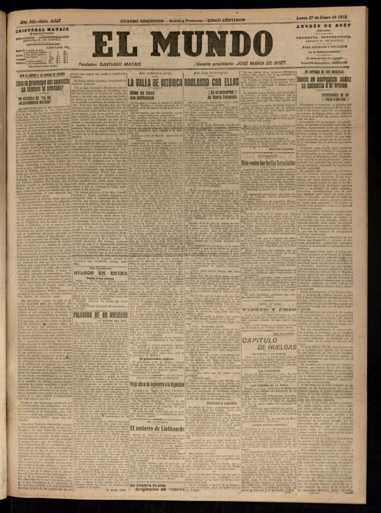 Miniatura de El Mundo del 27 de enero de 1919