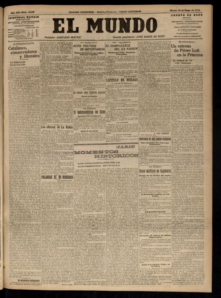 Miniatura de El Mundo del 28 de enero de 1919